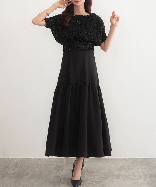スパンコール オフショル ミディアムワンピース S〜2XL SENSE OF PLACE｜スパンコールキャミワンピース | Rakuten
