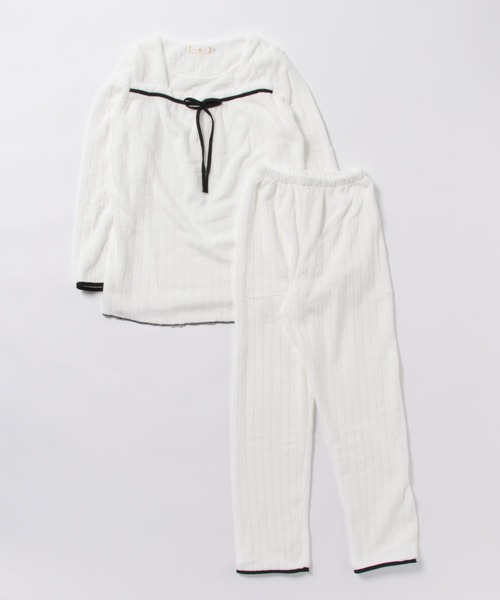 Lace Ladies(レースレディース)の「リボン付き リブ フリース ルームウェア セットアップ(ルームウェア/パジャマ・レディース・ホワイト/ブルーグレー/ピンク・M/XL)」の19枚目の写真