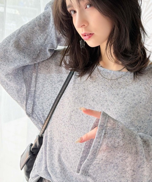classicalelf(クラシカルエルフ)の「リラクシングなゆるニット。オーバーサイズグランジシアーニットトップス(長袖)(ニット/セーター・レディース・ブルー/ブラック/ライトグレー・X-LARGE/LARGE/MEDIUM/SMALL)」の1枚目の写真