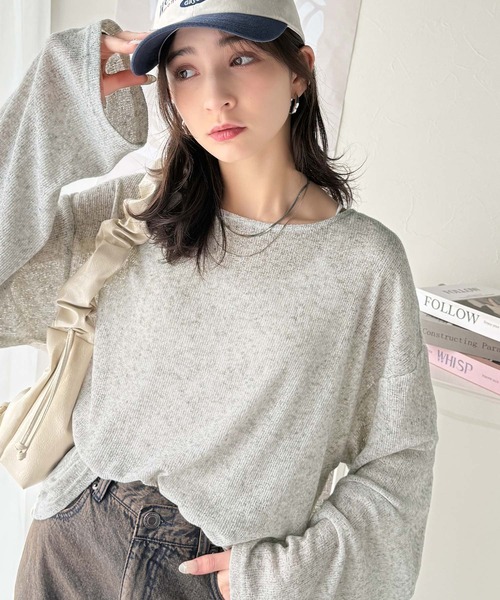 classicalelf(クラシカルエルフ)の「リラクシングなゆるニット。オーバーサイズグランジシアーニットトップス(長袖)(ニット/セーター・レディース・ブルー/ブラック/ライトグレー・X-LARGE/LARGE/MEDIUM/SMALL)」の3枚目の写真