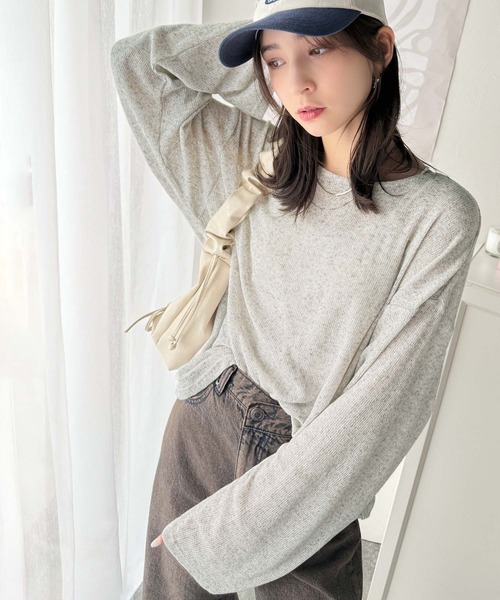 classicalelf(クラシカルエルフ)の「リラクシングなゆるニット。オーバーサイズグランジシアーニットトップス(長袖)(ニット/セーター・レディース・ブルー/ブラック/ライトグレー・X-LARGE/LARGE/MEDIUM/SMALL)」の13枚目の写真