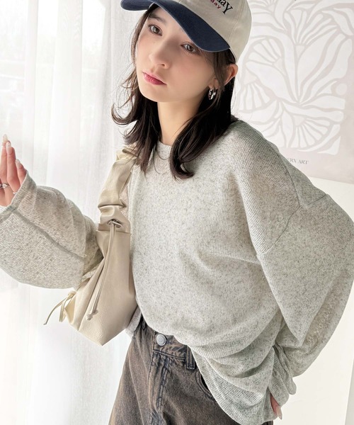 classicalelf(クラシカルエルフ)の「リラクシングなゆるニット。オーバーサイズグランジシアーニットトップス(長袖)(ニット/セーター・レディース・ブルー/ブラック/ライトグレー・X-LARGE/LARGE/MEDIUM/SMALL)」の14枚目の写真