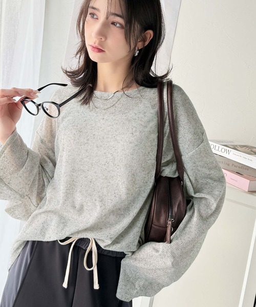 classicalelf(クラシカルエルフ)の「リラクシングなゆるニット。オーバーサイズグランジシアーニットトップス(長袖)(ニット/セーター・レディース・ブルー/ブラック/ライトグレー・X-LARGE/LARGE/MEDIUM/SMALL)」の17枚目の写真