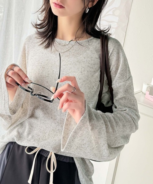 classicalelf(クラシカルエルフ)の「リラクシングなゆるニット。オーバーサイズグランジシアーニットトップス(長袖)(ニット/セーター・レディース・ブルー/ブラック/ライトグレー・X-LARGE/LARGE/MEDIUM/SMALL)」の12枚目の写真