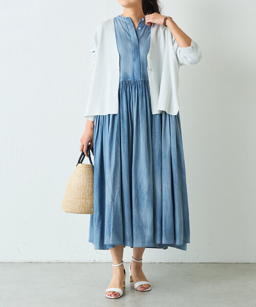 新品タグ付き　ビアズリー♡シフォンデニムギャザーワンピース セール】《FRIPIER》シフォンデニムギャザーワンピ（ワンピース