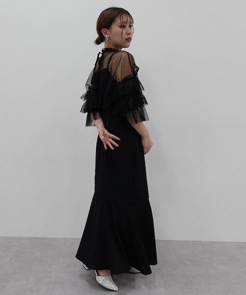 チュール切替キャミソールワンピースパーティードレス 結婚式・お呼ばれ対応 | 2点セットワンピースドレス