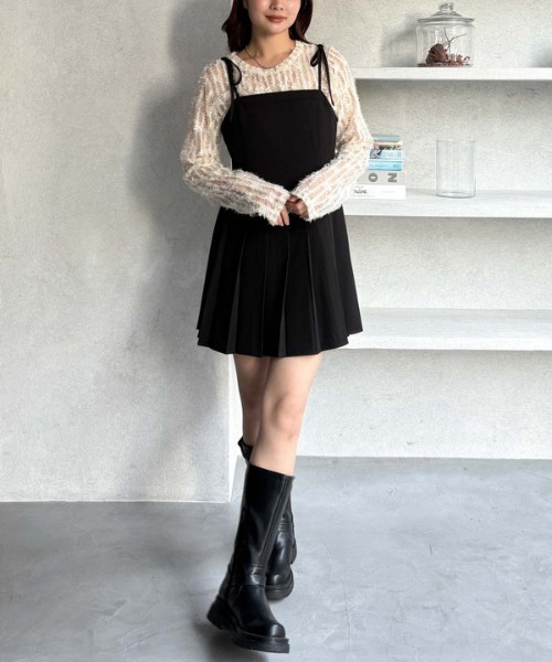 archives（アルシーヴ）の「２ｗａｙリボンプリーツミニキャミワンピース（ワンピース・レディース・アイボリー/ブラック/グレー・MEDIUM）」の13枚目の写真