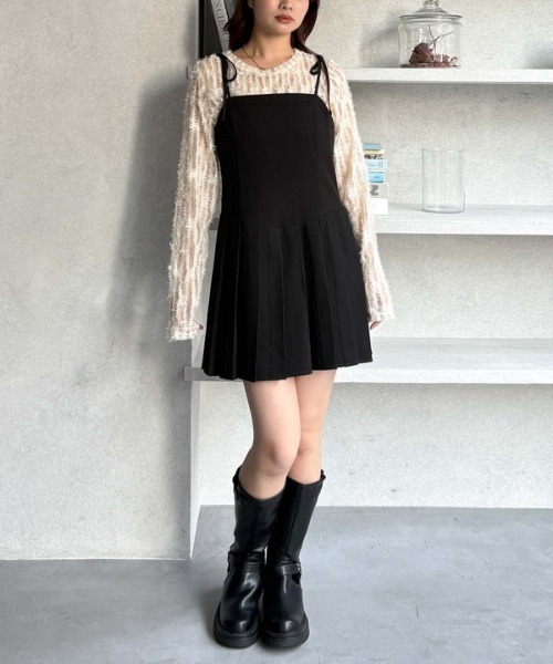 archives（アルシーヴ）の「２ｗａｙリボンプリーツミニキャミワンピース（ワンピース・レディース・アイボリー/ブラック/グレー・MEDIUM）」の14枚目の写真