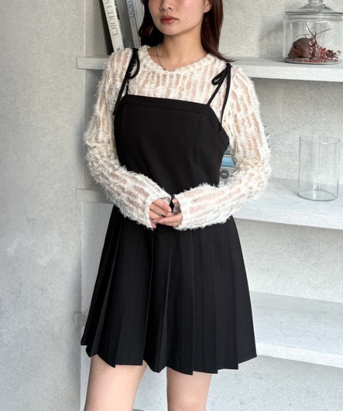 archives（アルシーヴ）の「２ｗａｙリボンプリーツミニキャミワンピース（ワンピース・レディース・アイボリー/ブラック/グレー・MEDIUM）」の18枚目の写真