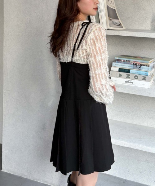 archives（アルシーヴ）の「２ｗａｙリボンプリーツミニキャミワンピース（ワンピース・レディース・アイボリー/ブラック/グレー・MEDIUM）」の21枚目の写真