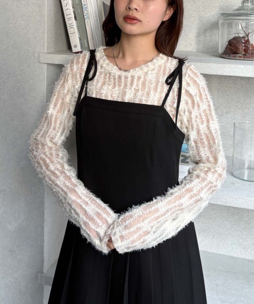 archives（アルシーヴ）の「２ｗａｙリボンプリーツミニキャミワンピース（ワンピース・レディース・アイボリー/ブラック/グレー・MEDIUM）」の22枚目の写真