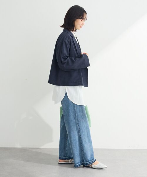 Green　Parks（グリーンパークス）の「ショートジャケット（テーラードジャケット・レディース・ネイビー/グレー/ライトベージュ・FREE）」の6枚目の写真