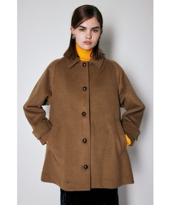 セール】ウールヘリンボーン ワイドスリーブハーフコート（ステン