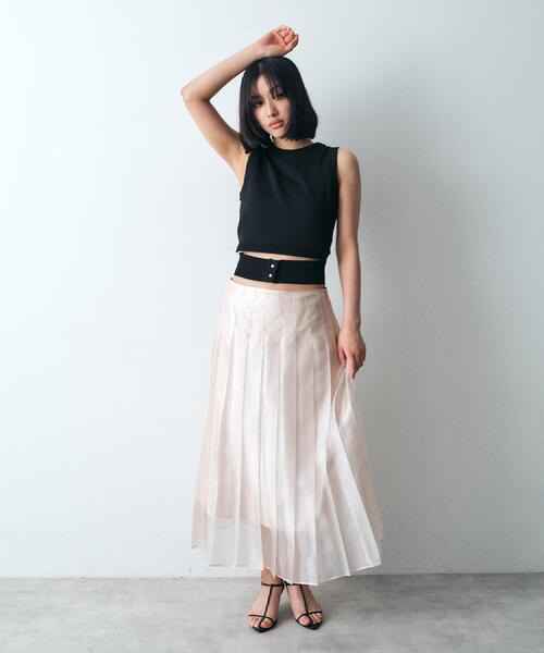 CODE A（コードエー）の「shiny sheer pleated skirt（スカート・レディース・ライトグリーン/ピンク・34/36/38）」の4枚目の写真