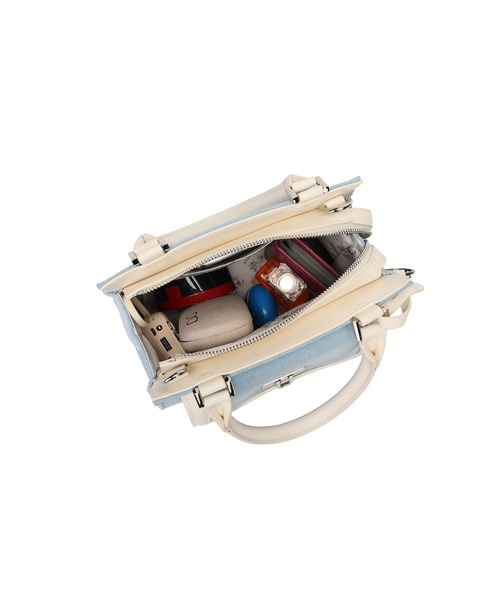 MERCURYDUO(マーキュリーデュオ)の「【MERCURYDUO/マーキュリーデュオ】デニムコンビ フラップハンドバッグ(ハンドバッグ・レディース・ネイビー/サックスブルー・FREE)」の3枚目の写真