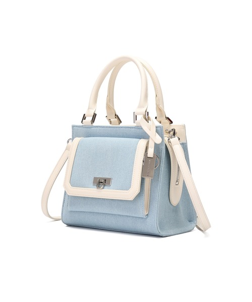 MERCURYDUO(マーキュリーデュオ)の「【MERCURYDUO/マーキュリーデュオ】デニムコンビ フラップハンドバッグ(ハンドバッグ・レディース・ネイビー/サックスブルー・FREE)」の5枚目の写真