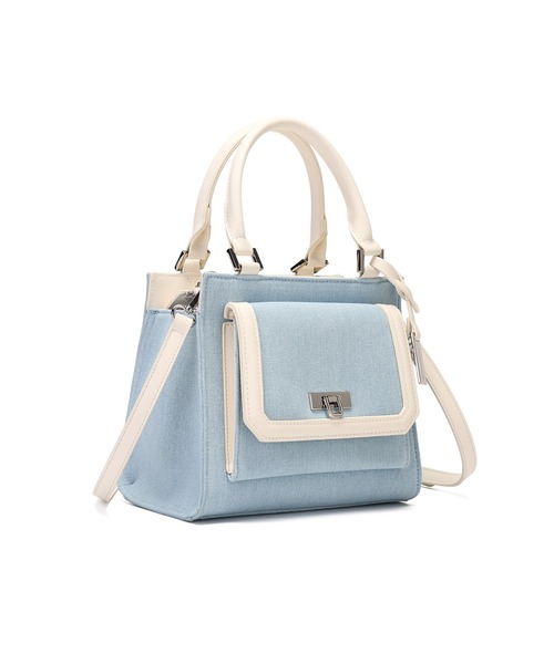 MERCURYDUO(マーキュリーデュオ)の「【MERCURYDUO/マーキュリーデュオ】デニムコンビ フラップハンドバッグ(ハンドバッグ・レディース・ネイビー/サックスブルー・FREE)」の6枚目の写真