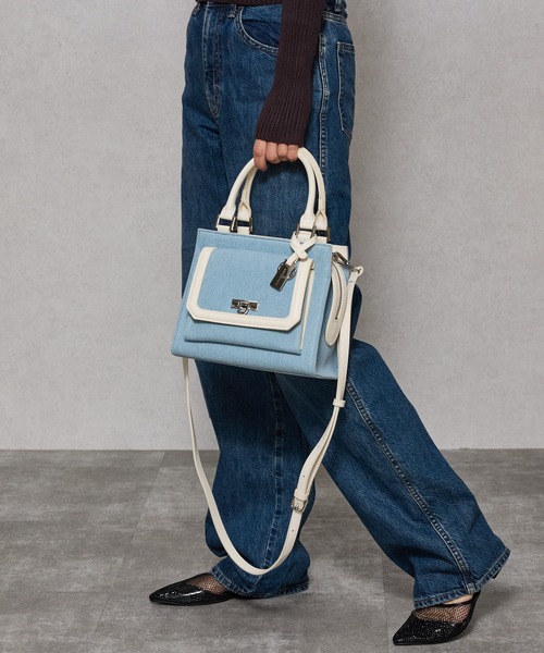 MERCURYDUO(マーキュリーデュオ)の「【MERCURYDUO/マーキュリーデュオ】デニムコンビ フラップハンドバッグ(ハンドバッグ・レディース・ネイビー/サックスブルー・FREE)」の21枚目の写真