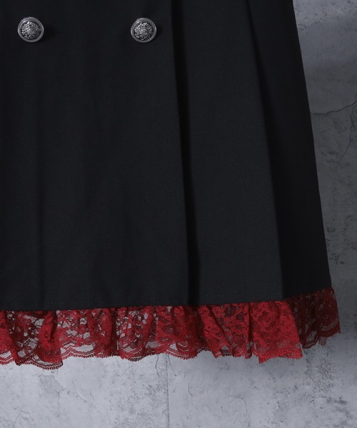 エンブレムワッペン付きレースジャケット ボックスプリーツスカート