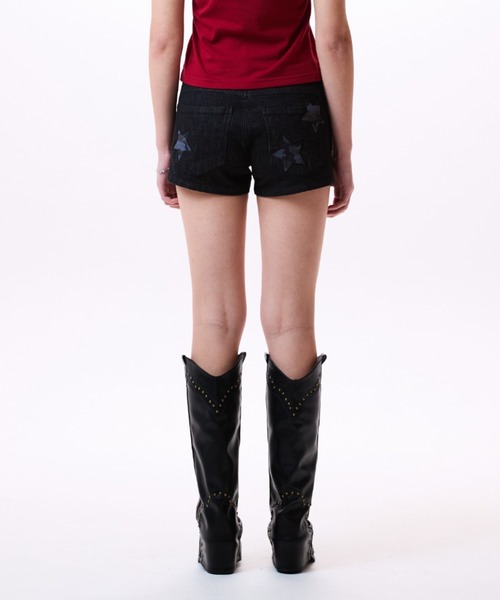 ★LUVISTRUE★IM DENIM STAR PATCH SHORTS(BLACK)★正規品/人気 IM DENIM STAR PATCH SHORTS（デニムパンツ）｜LUVISTRUE（ラヴ