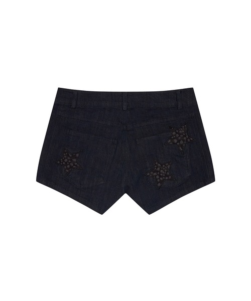 ★LUVISTRUE★IM DENIM STAR PATCH SHORTS(BLACK)★正規品/人気 IM DENIM STAR PATCH SHORTS(デニムパンツ)|LUVISTRUE(ラヴ