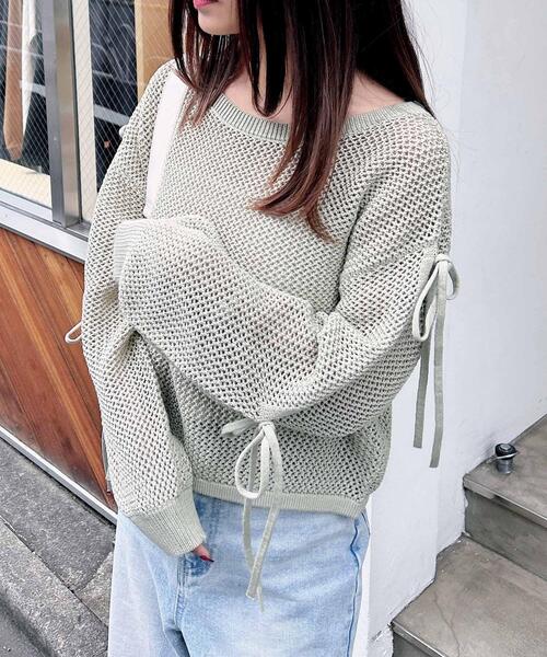 26062MARNIカシミヤ100%バックリボン袖スリットニット 26062MARNIカシミヤ100%バックリボン袖スリットニット