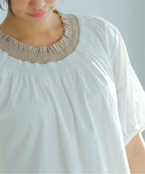 SMILE LAND(スマイルランド)の「綿100%衿配色ワンピース<大きいサイズ有>【Otona Purete】(ワンピース・レディース・ホワイト系/ブラック系・3L/LL/M/L)」の3枚目の写真