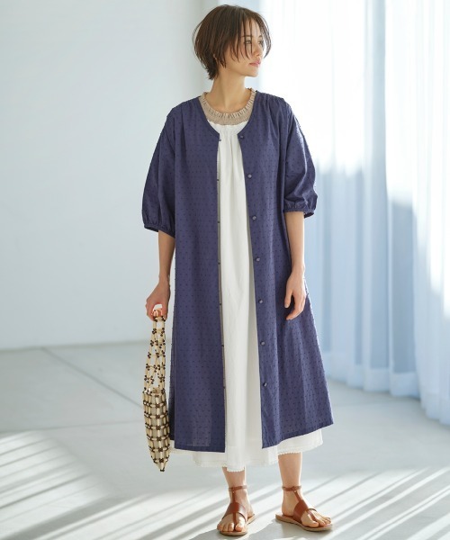 SMILE LAND(スマイルランド)の「綿100%衿配色ワンピース<大きいサイズ有>【Otona Purete】(ワンピース・レディース・ホワイト系/ブラック系・3L/LL/M/L)」の8枚目の写真