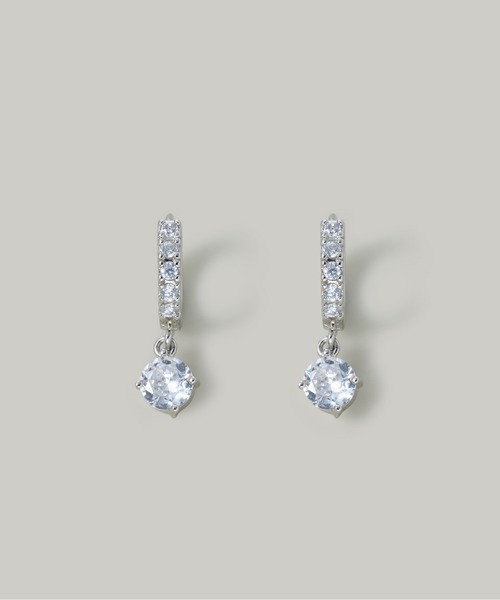Jolie Toujours(ジョリトゥジュール)の「1粒揺れフープピアス(ピアス(両耳用)・レディース・シルバー/ゴールド/ピンクゴールド・FREE)」の2枚目の写真
