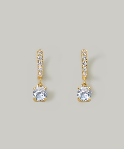 Jolie Toujours(ジョリトゥジュール)の「1粒揺れフープピアス(ピアス(両耳用)・レディース・シルバー/ゴールド/ピンクゴールド・FREE)」の1枚目の写真