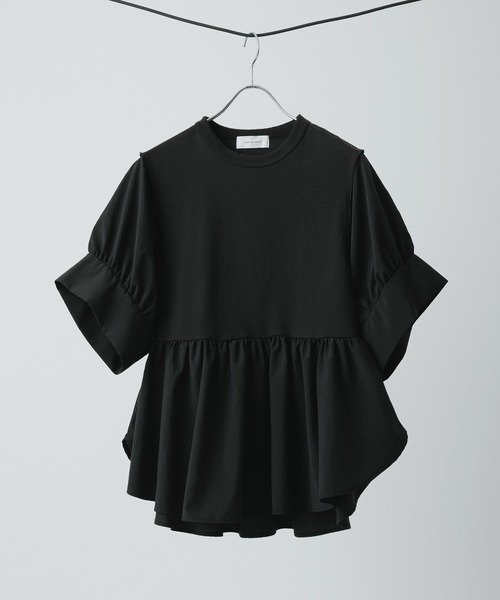 バウンスカフスプルオーバー アダムエロペ ブラック 接触冷感】・【UVカット】バウンスカフスプルオーバー（Tシャツ