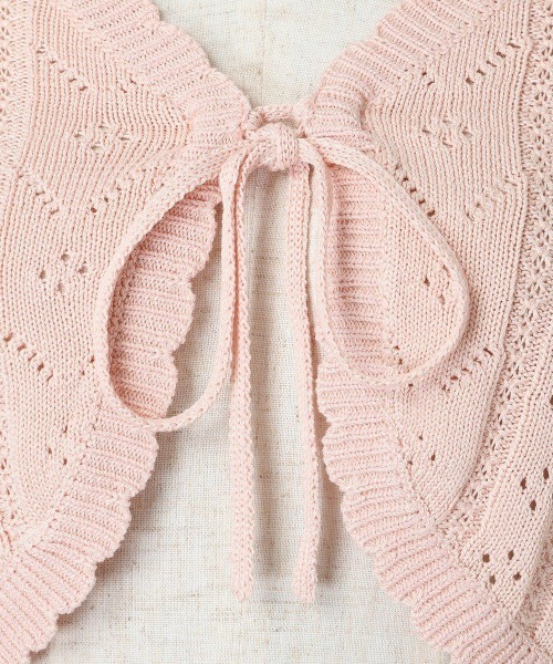 F i.n.t（フィント）の「ストライプ透かし編みニットボレロ/ fint　フィント（カーディガン/ボレロ・レディース・ライトグリーン/ライトピンク/オフホワイト・FREE）」の19枚目の写真