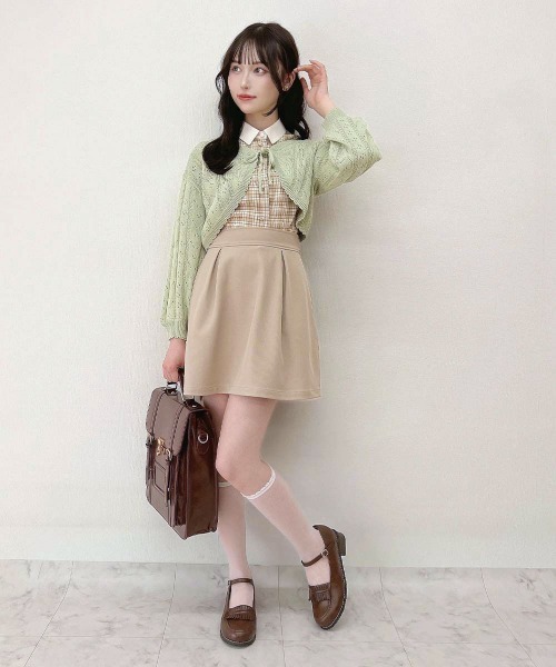 F i.n.t（フィント）の「ストライプ透かし編みニットボレロ/ fint　フィント（カーディガン/ボレロ・レディース・ライトグリーン/ライトピンク/オフホワイト・FREE）」の6枚目の写真