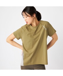 Marie claire sports マリクレールスポーツ 半袖 チュニック 異素材切替 UVカット 紫外線対策 体型カバー Tシャツ