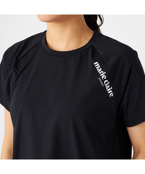marie claire(マリ・クレール)の「Marie claire sports マリクレールスポーツ 半袖 チュニック 異素材切替 UVカット 紫外線対策 体型カバー Tシャツ(Tシャツ/カットソー・レディース・カーキ/ブラック/ホワイト/ライトグリーン・L/M/LL)」の18枚目の写真