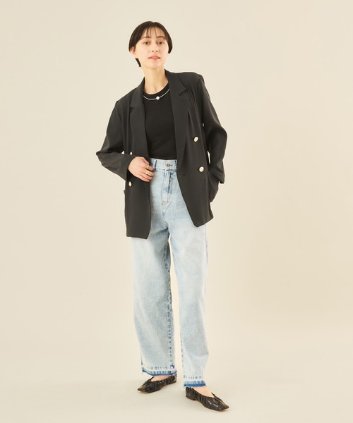 Muscat(マスカット)の「ボクシーダブルジャケット(テーラードジャケット・レディース・チャコールグレー/ブルー/サンドベージュ/ネイビー・F)」の19枚目の写真