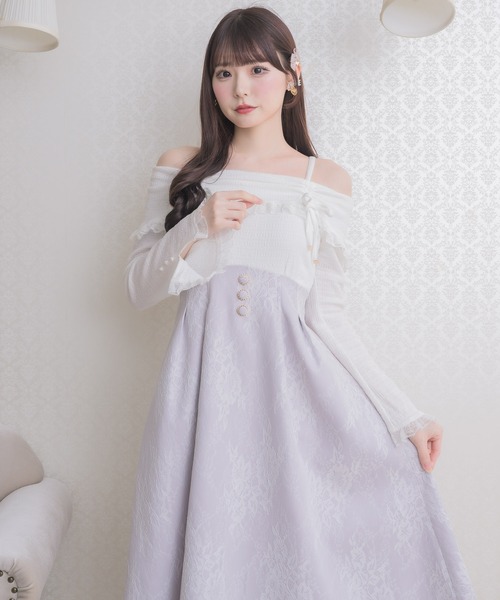 couture BY ROJITA(クチュールバイロジータ)の「オフショルドッキングワンピース(ワンピース・レディース・ブラック/パープル/ホワイト・FREE)」の15枚目の写真
