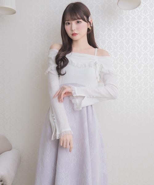 couture BY ROJITA(クチュールバイロジータ)の「オフショルドッキングワンピース(ワンピース・レディース・ブラック/パープル/ホワイト・FREE)」の14枚目の写真
