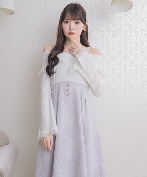 couture BY ROJITA(クチュールバイロジータ)の「オフショルドッキングワンピース(ワンピース・レディース・ブラック/パープル/ホワイト・FREE)」の13枚目の写真