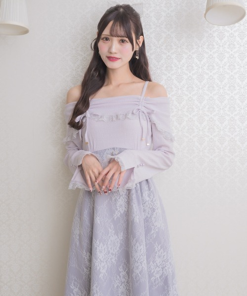 couture BY ROJITA(クチュールバイロジータ)の「オフショルドッキングワンピース(ワンピース・レディース・ブラック/パープル/ホワイト・FREE)」の17枚目の写真