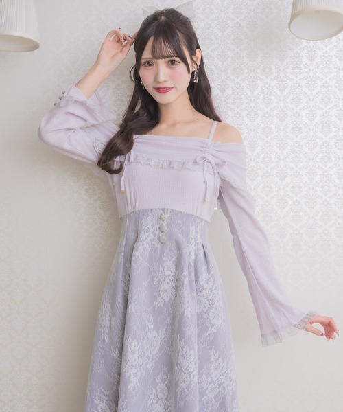couture BY ROJITA(クチュールバイロジータ)の「オフショルドッキングワンピース(ワンピース・レディース・ブラック/パープル/ホワイト・FREE)」の16枚目の写真