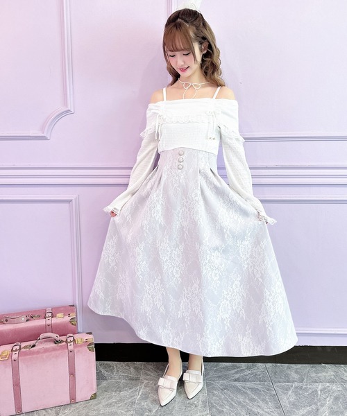 couture BY ROJITA(クチュールバイロジータ)の「オフショルドッキングワンピース(ワンピース・レディース・ブラック/パープル/ホワイト・FREE)」の12枚目の写真