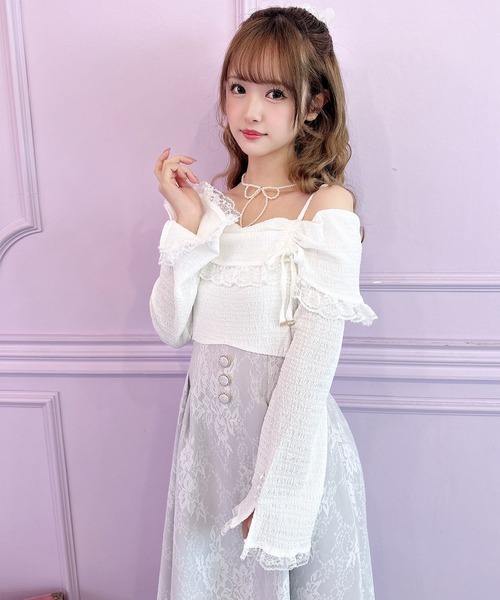新品★Rirandture★袖リボンオフショルレースドッキングワンピース Rirandture（リランドチュール）の「リボンオフショルワンピース