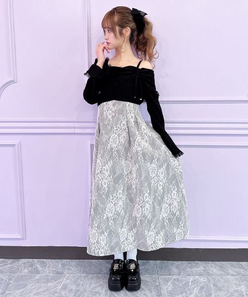 couture BY ROJITA(クチュールバイロジータ)の「オフショルドッキングワンピース(ワンピース・レディース・ブラック/パープル/ホワイト・FREE)」の10枚目の写真