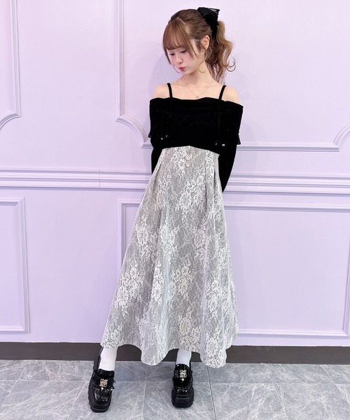 【フジタ】レッドオフショルワンピース1630 セール】オフショルチェック柄シャーリングワンピース