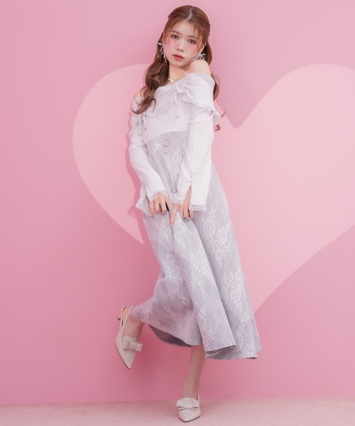 couture BY ROJITA(クチュールバイロジータ)の「オフショルドッキングワンピース(ワンピース・レディース・ブラック/パープル/ホワイト・FREE)」の7枚目の写真