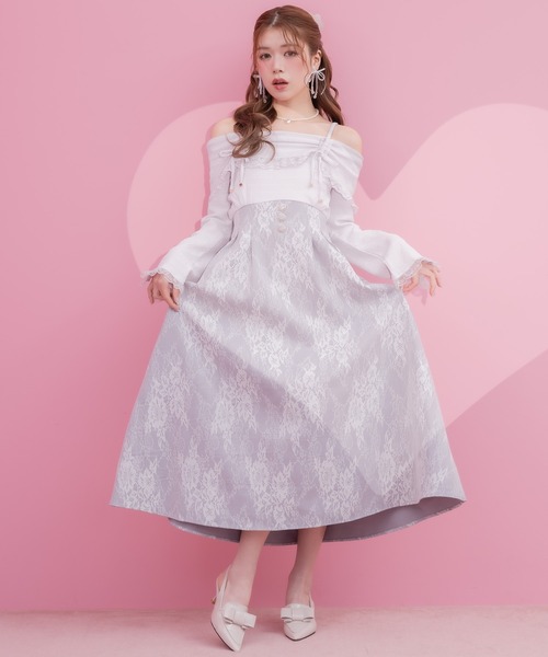 【フジタ】レッドオフショルワンピース1630 セール】オフショルチェック柄シャーリングワンピース