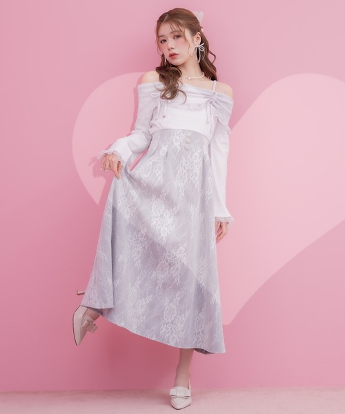 couture BY ROJITA(クチュールバイロジータ)の「オフショルドッキングワンピース(ワンピース・レディース・ブラック/パープル/ホワイト・FREE)」の5枚目の写真