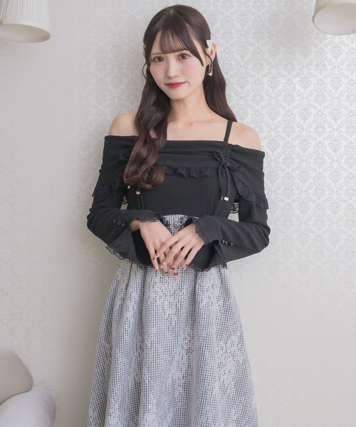 couture BY ROJITA(クチュールバイロジータ)の「オフショルドッキングワンピース(ワンピース・レディース・ブラック/パープル/ホワイト・FREE)」の21枚目の写真