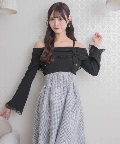 couture BY ROJITA(クチュールバイロジータ)の「オフショルドッキングワンピース(ワンピース・レディース・ブラック/パープル/ホワイト・FREE)」の20枚目の写真